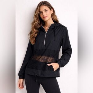 Fabletics Black Hooded Pullover Jacket Size S